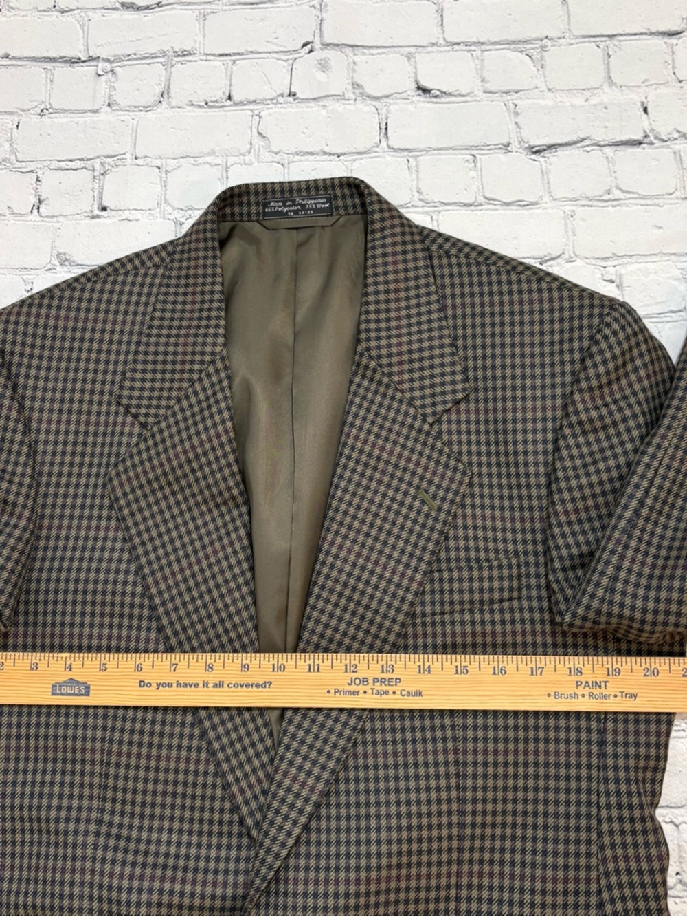 Gianelli Blazer Jacket Mens 40s Olive Green Polyester Wool Blend Houndstooth - Picture 8 of 16